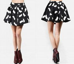 Ladies printed pleated mini sexy skirt