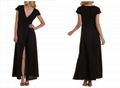 Ladies v neck wrap black maxi dress