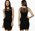 Ladies black lace beautiful short prom dresses