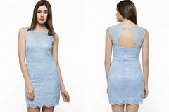 Ladies blue lace backless dresses