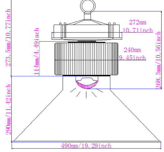 150W LED Highbay Light ETL DLC Meanwell Driver 90lm/w led high bays Factory dire 5