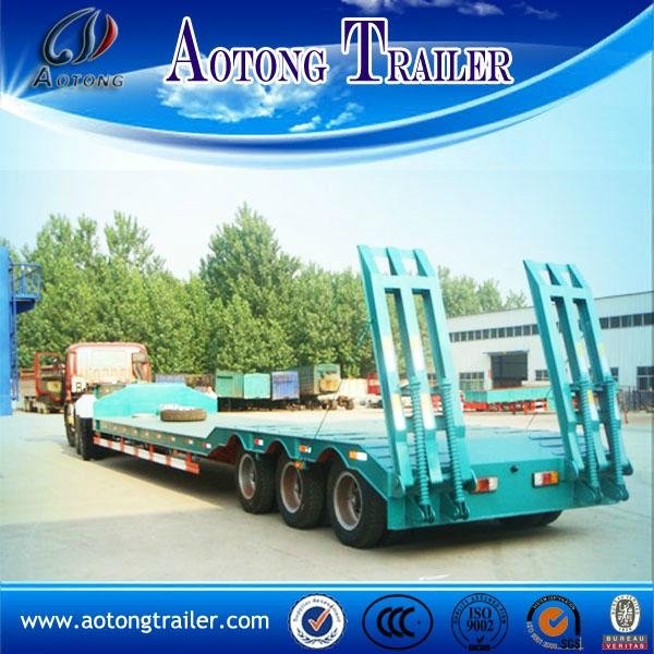 3 Axle 60 Tons Low Bed Semi Trailer / Low Flatbed Trailer For Sale 3
