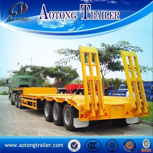 3 Axle 60 Tons Low Bed Semi Trailer / Low Flatbed Trailer For Sale 4