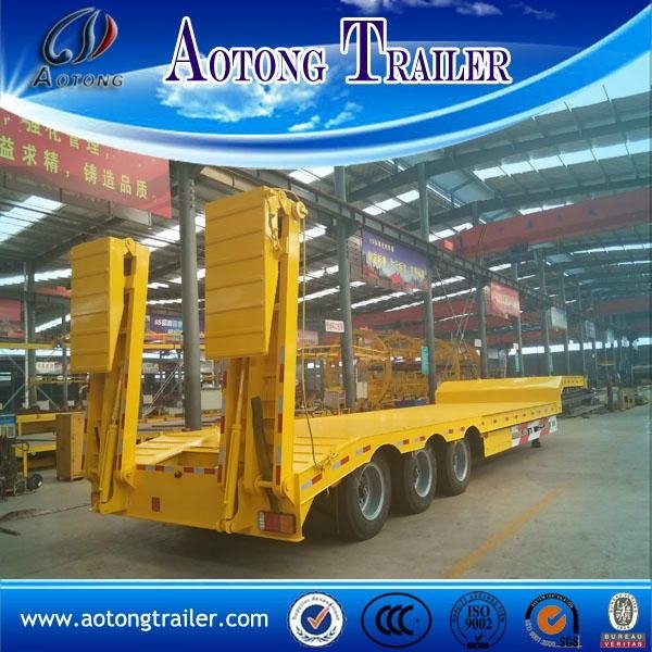3 Axle 60 Tons Low Bed Semi Trailer / Low Flatbed Trailer For Sale 2
