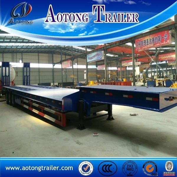 3 Axle 60 Tons Low Bed Semi Trailer / Low Flatbed Trailer For Sale 5