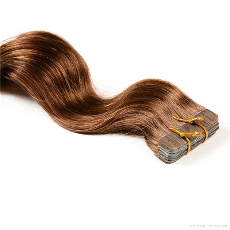  Hot sale 100% European Hair Tape Hair Extension Wavy Hair Tape Extensions 3