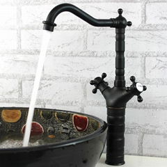 Traditional Two Handles Oil-rubbed Bronze Finish Bathroom Sink Faucet