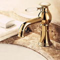 Luxury European Style Golden Shot One Hole One Ceramic Handle Bathroom Sink Fauc 1