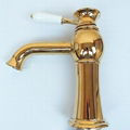 Luxury European Style Golden Shot One Hole One Ceramic Handle Bathroom Sink Fauc 2