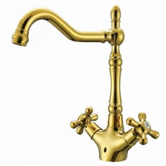 Contemporary Ti-PVD Finish Deck Mounted Kitchen Faucet