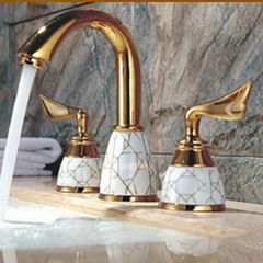 Ti-PVD Finish Widespread Bathroom Sink Faucet