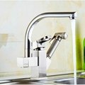 Centerset Contemporary Two Spouts Pullout Kitchen Faucet(Chrome Finish) 4