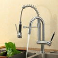 Contemporary Chrome Double Water Outlet Port High-Pressure Spring Faucet 1