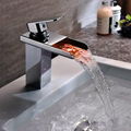 Contemporary Chrome Finish Brass Single Handle One Hole Color Changing LED Water 2