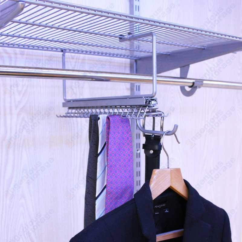 Platinum Gliding Tie&Belt Rack with Valet Hook for Wire Shelf Closet