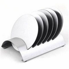 CA007 Stainless Steel Barware Coasters With Stand And EVA Backing