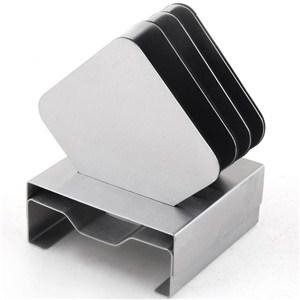 CA004 Stainless Steel Barware Coasters With Stand And EVA Packing Cup Mat