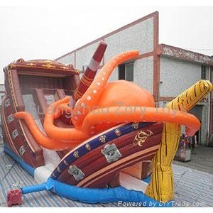 durable inflatable pirate ship for kids 5
