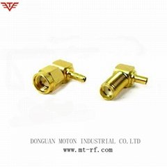 RF SMA female / male right angle cable connector