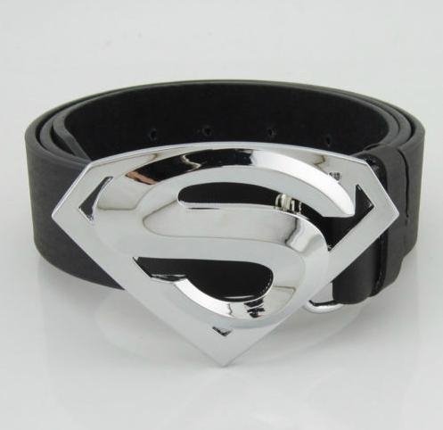Classic New Silver Superman Superhero Western Mens Metal Belt Buckle Leather