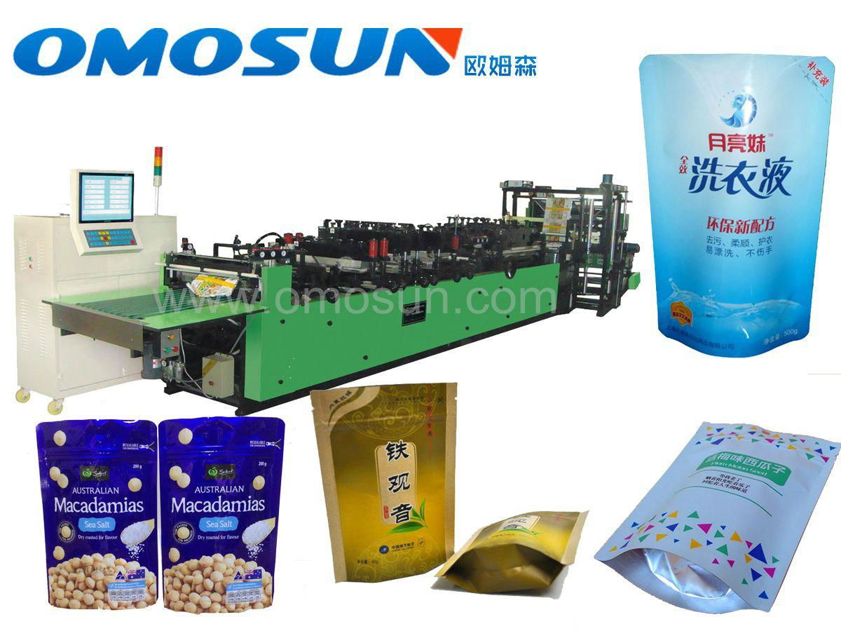 Three side sealing stand up zipper bag,flux-and-standing pouch making machinery 5