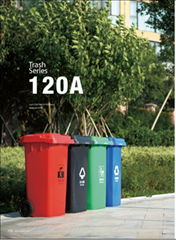 120 Litre Plastic Waste Containers Outdoor Usage Dustbin