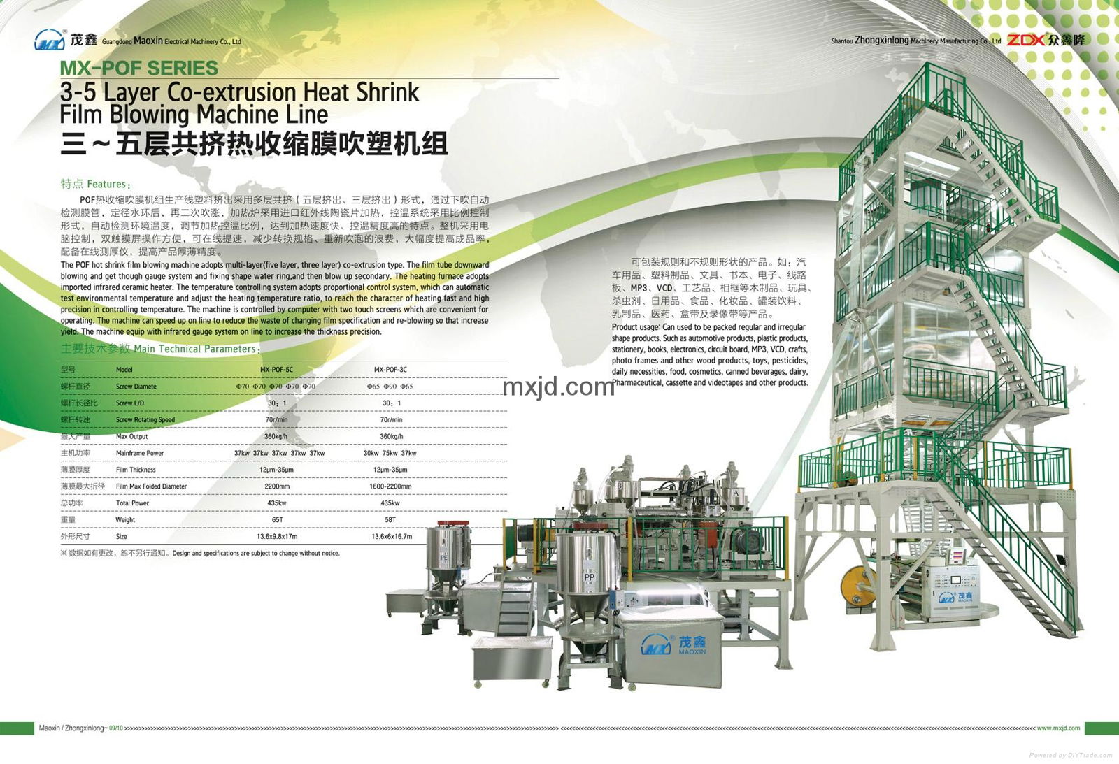 3 - 5 Layer Co-extrusion Heat Shrink Film Blowing Machine Line 2