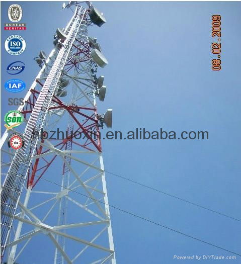 Mobilephone communication galvanizing three legged angular steel tower