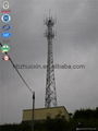 Galvanized three legged angular self supporting steel tower for telcom GSM