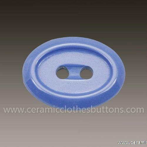 Oval Blue Ceramic Button with Rounded Edge