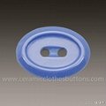 Oval Blue Ceramic Button with Rounded