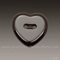 Brown Polished Heart-Shaped Ceramic Button