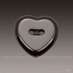 Brown Polished Heart-Shaped Ceramic Button