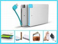 Travel Card Power Bank Charger 2500mAh Built in USB Cable 1