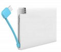 Travel Card Power Bank Charger 2500mAh Built in USB Cable 2