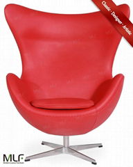 MLF Arne Jacobsen Egg Chair (5 Colors). 100% Imported Italian Leather 