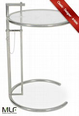 MLFEileen Gray End Table. Adjustable Height Table, Safe Tempered Circle Leveled