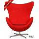 MLF Arne Jacobsen Egg Chair/Ottoman withWool Fabric, Fiberglass, Aluminum, Foam