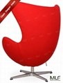MLF Arne Jacobsen Egg Chair/Ottoman withWool Fabric, Fiberglass, Aluminum, Foam 2
