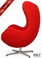 MLF Arne Jacobsen Egg Chair/Ottoman withWool Fabric, Fiberglass, Aluminum, Foam 3