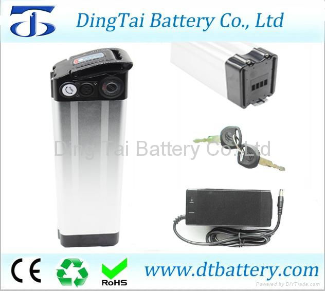 36v 10ah silver fish style ebike battery with charger 2