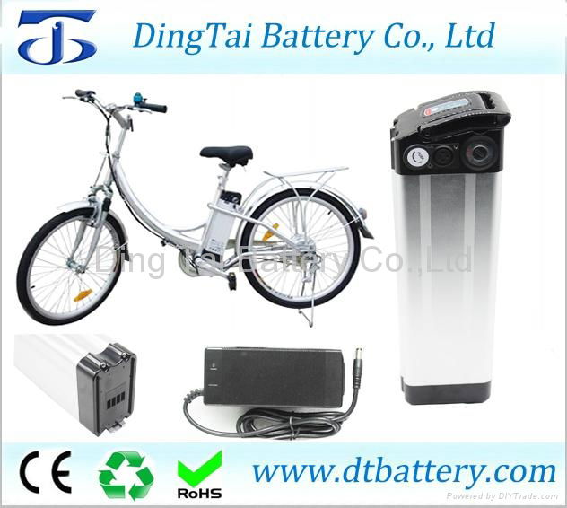 36v 10ah silver fish style ebike battery with charger 3