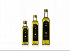 Square shaped olive oil glass bottle