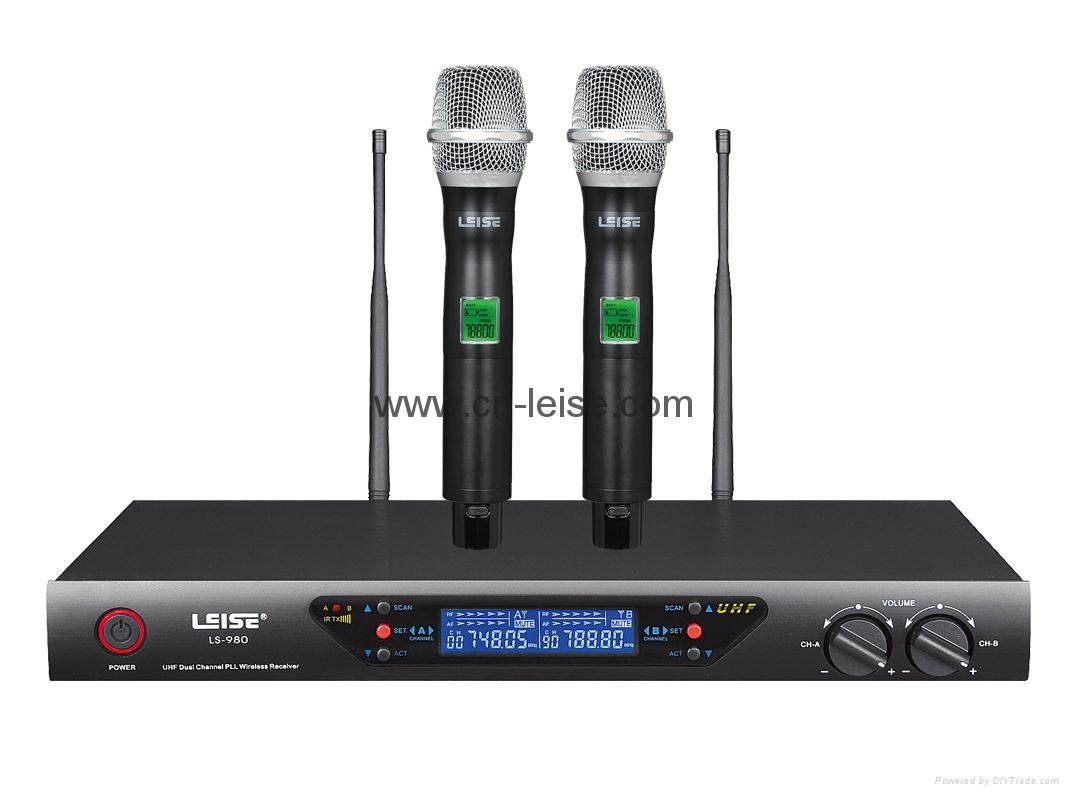 dual channel uhf infrared frequency wieless microphone