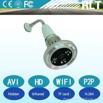 P2P H.264 AVI HD digital video wifi lamp hidden camera support TF card up 32GB  