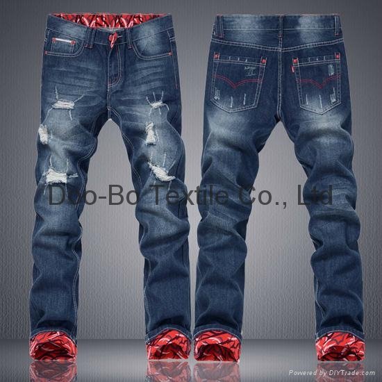 thick male jeans fashion style with holes teenagers jeans custom made