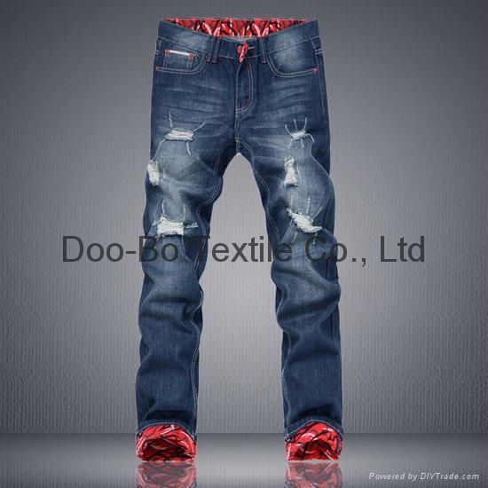 thick male jeans fashion style with holes teenagers jeans custom made 3