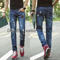 men's jeans korea style tendy style leisure denim pants