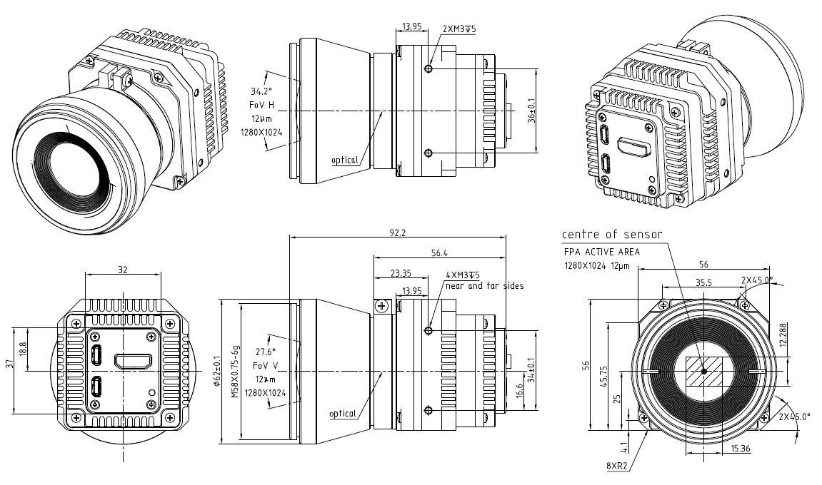 Dimension Drawings of Plug1212+25mm(f/1.0) lens