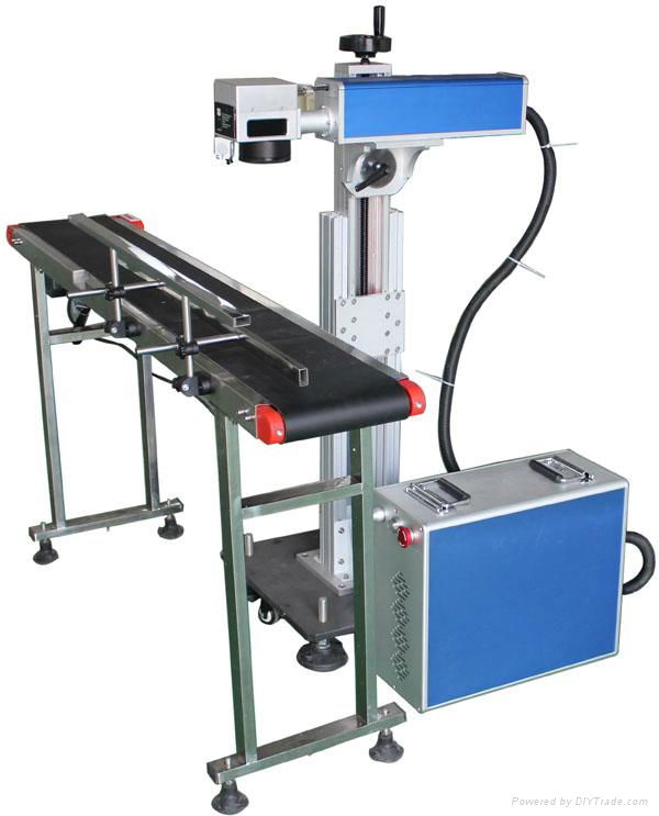 flight fiber laser marking machine for metal parts with conveyor